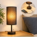Brilagi - Tafellamp TABLON met USB-poort 1xE27/25W/230V zwart