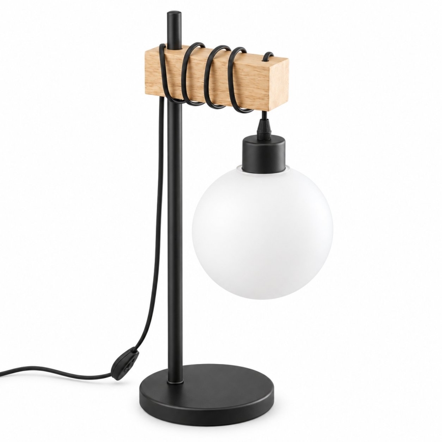 BRILAGI - Tafellamp WOOD GLASS 1xE27/40W/230V bruin/zwart/wit
