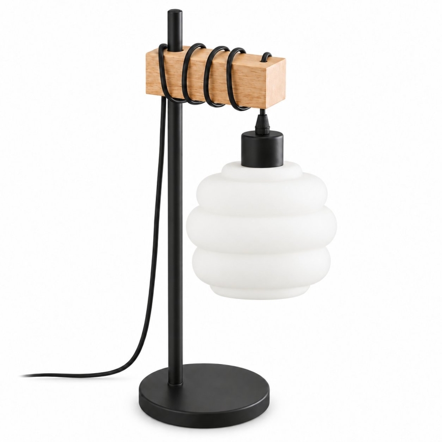 BRILAGI - Tafellamp WOOD GLASS 1xE27/40W/230V bruin/zwart/wit