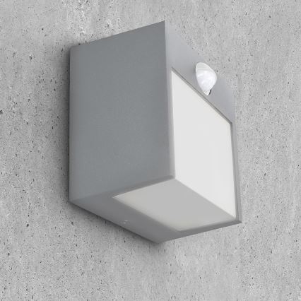Brilagi - LED Buitenwandlamp met sensor TERNI LED/12W/230V grijs IP44