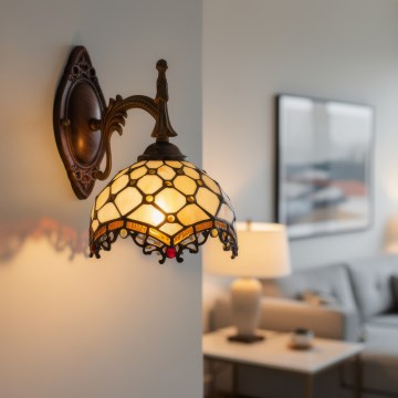 BRILAGI - Tiffany applique murale en vitrail IVORY 1xE14/40W/230V