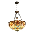 Brilagi - Tiffany glas-in-lood kroonluchter aan ketting MIRABELLA 3xE27/60W/230V Ø 50 cm
