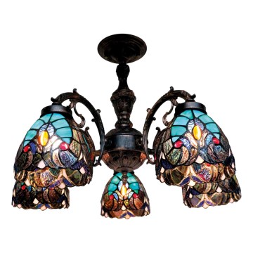 BRILAGI - Tiffany glas-in-lood opbouwkroonluchter CORAL 5xE27/60W/230V Ø 60 cm