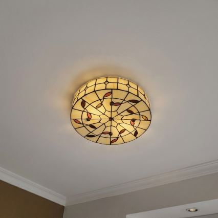 BRILAGI - Tiffany glas-in-lood plafondlamp FOLIA 2xE27/60W/230V Ø 40 cm