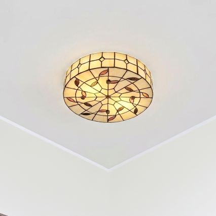 BRILAGI - Tiffany glas-in-lood plafondlamp FOLIA 2xE27/60W/230V Ø 40 cm
