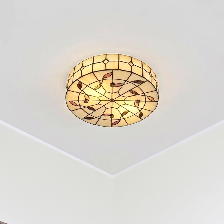BRILAGI - Tiffany glas-in-lood plafondlamp FOLIA 2xE27/60W/230V Ø 40 cm