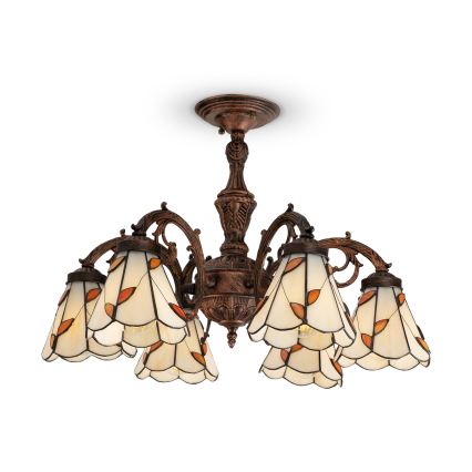Brilagi - Tiffany glas-in-lood plafondlamp FOLIA 6xE27/60W/230V Ø 60 cm