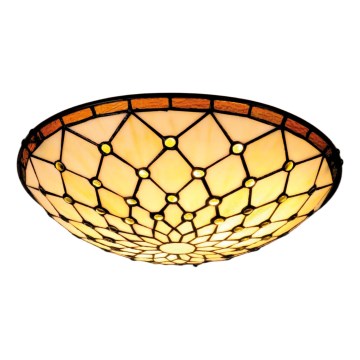 Brilagi - Tiffany glas-in-lood plafondlamp ivoor 2xE27/60W/230V Ø 40 cm