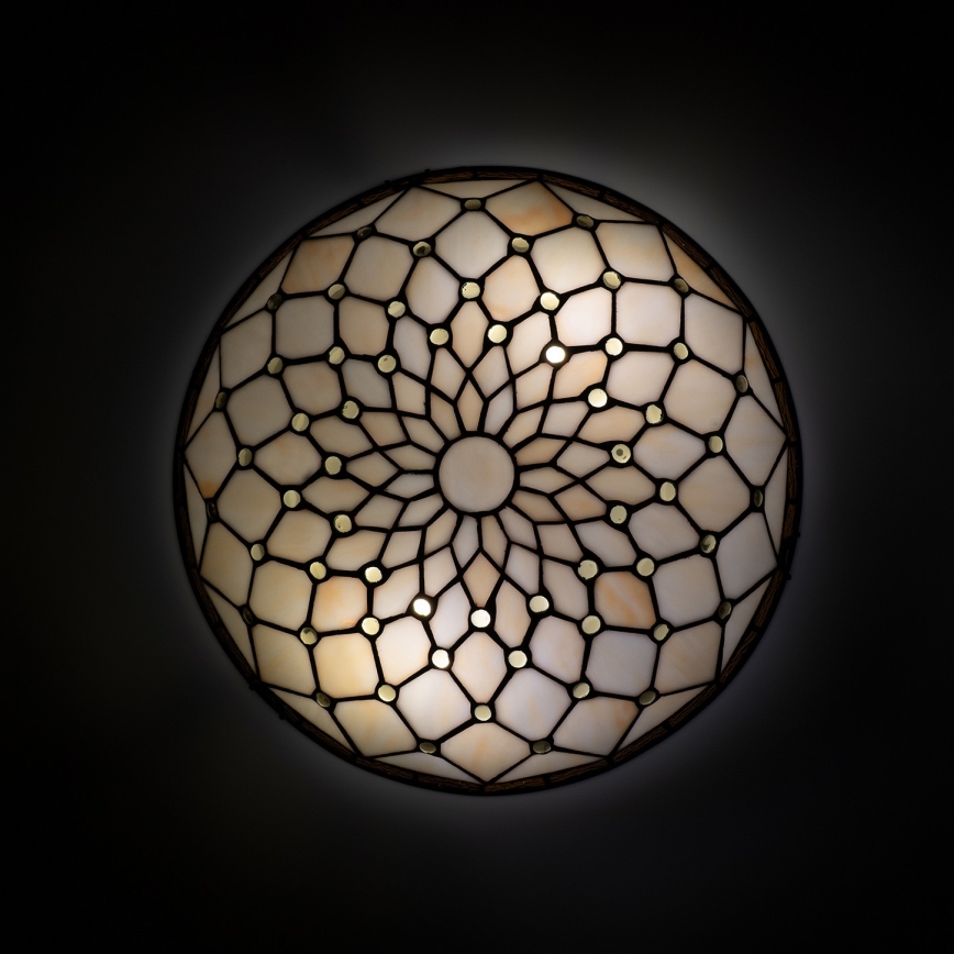 Brilagi - Tiffany glas-in-lood plafondlamp ivoor 2xE27/60W/230V Ø 40 cm
