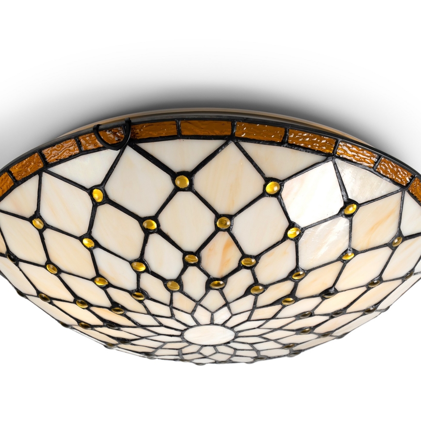 BRILAGI - Tiffany glas-in-lood plafondlamp IVORY 2xE27/60W/230V Ø 40 cm