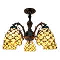 BRILAGI - Tiffany glas-in-lood plafondlamp IVORY SMOOTH 5xE27/60W/230V Ø 60 cm