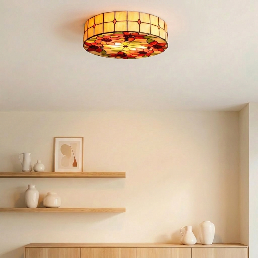 BRILAGI - Tiffany glas-in-lood plafondlamp SUNFLOWER 2xE27/60W/230V Ø 40 cm