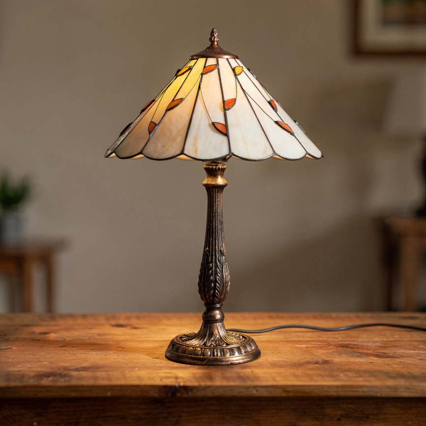 Brilagi - Tiffany glas-in-lood tafellamp FOLIA 2xE27/60W/230V