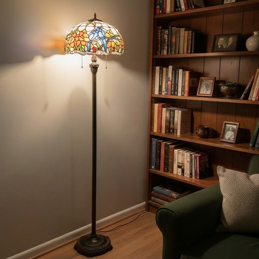 Brilagi - Tiffany glas-in-lood vloerlamp JUNGLE 2xE27/60W/230V