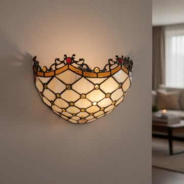 Brilagi - Tiffany glas-in-lood wandlamp Ivoor 1xE14/40W/230V