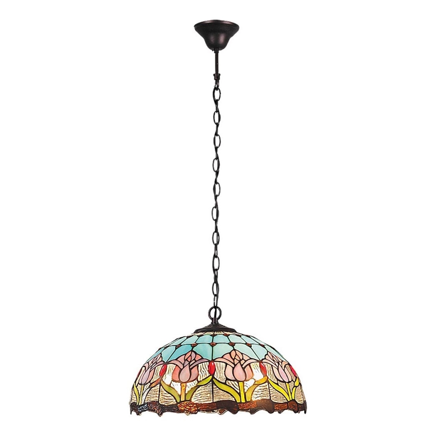 Brilagi - Tiffany glas-in-loodkroonluchter aan ketting LORAS 2xE27/60W/230V