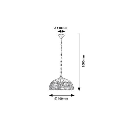 Brilagi - Tiffany glas-in-loodkroonluchter aan ketting LORAS 2xE27/60W/230V