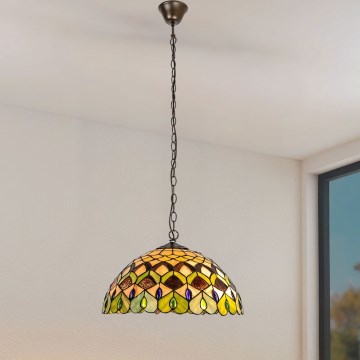 Brilagi - Tiffany glas-in-loodkroonluchter aan ketting MARGARET 2xE27/60W/230V