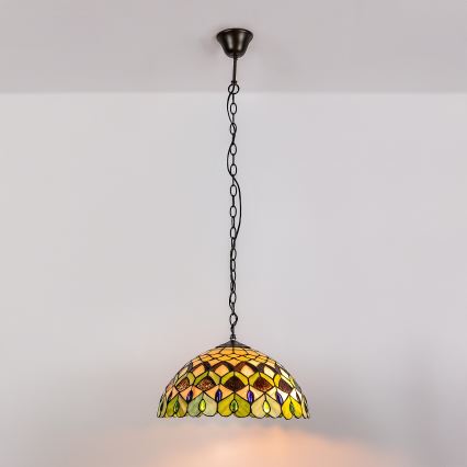 Brilagi - Tiffany glas-in-loodkroonluchter aan ketting MARGARET 2xE27/60W/230V