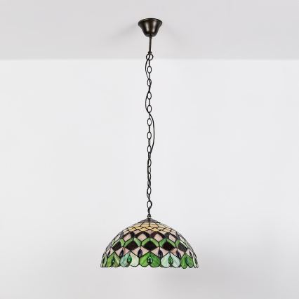 Brilagi - Tiffany glas-in-loodkroonluchter aan ketting MARGARET 2xE27/60W/230V