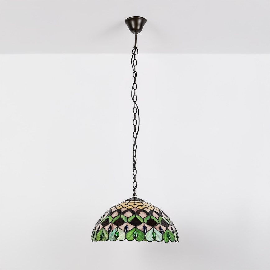 Brilagi - Tiffany glas-in-loodkroonluchter aan ketting MARGARET 2xE27/60W/230V