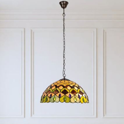 Brilagi - Tiffany glas-in-loodkroonluchter aan ketting MARGARET 2xE27/60W/230V