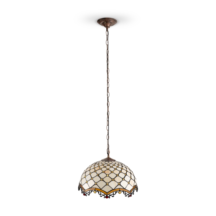 BRILAGI - Tiffany lustre en vitrail suspendu par une chaîne IVORY 1xE27/60W/230V Ø 40 cm