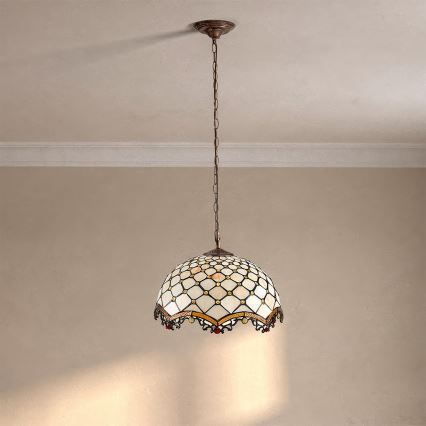 BRILAGI - Tiffany lustre en vitrail suspendu par une chaîne IVORY 1xE27/60W/230V Ø 40 cm