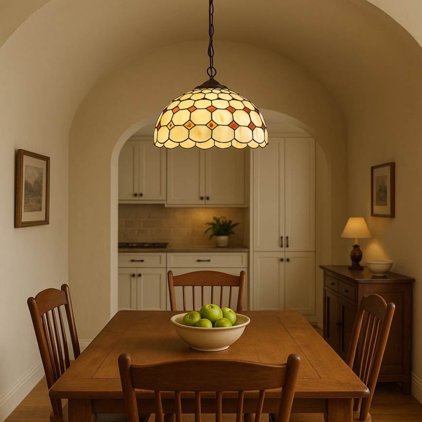 Brilagi - Tiffany-vitraal hanglamp aan ketting DORAN 2xE27/60W/230V