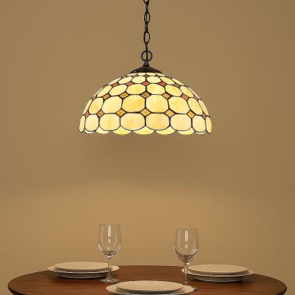 Brilagi - Tiffany-vitraal hanglamp aan ketting DORAN 2xE27/60W/230V