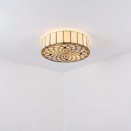Brilagi - Tiffany-vitraal plafondlamp ivoor 3xE27/60W/230V Ø 40 cm