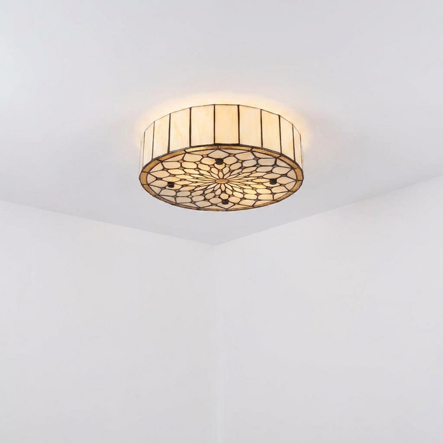 Brilagi - Tiffany-vitraal plafondlamp ivoor 3xE27/60W/230V Ø 40 cm