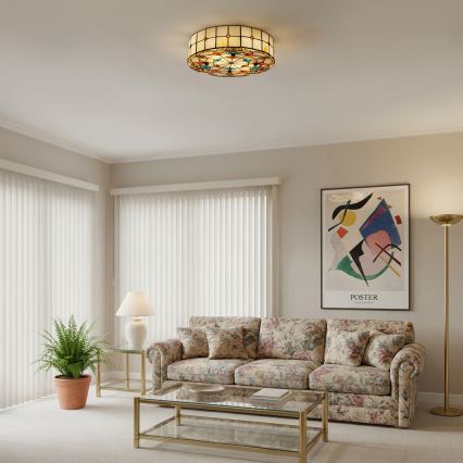 Brilagi - Tiffany-vitraal plafonnière MIRABELLA 3xE27/60W/230V Ø 40 cm