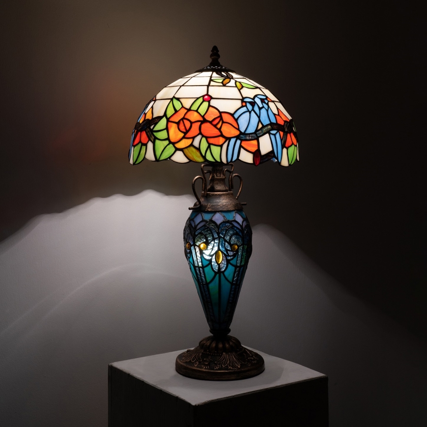 Brilagi - Tiffany-vitraal tafellamp JUNGLE 1xE27/60W/230V + 1xE14/40W