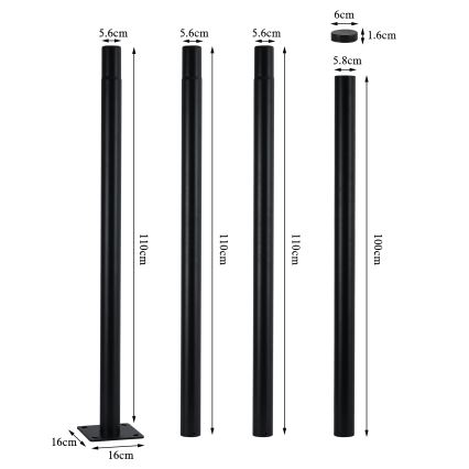 Brilagi - Tige métallique pour poteau d'éclairage extérieur URBAN 4 m, Ø 58 mm, noire