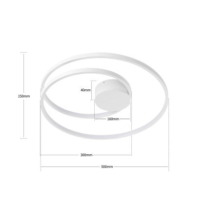 Brilagi - LED dimbare plafondlamp TWISTER LED/48W/230V 3000-6000K Ø 50 cm wit + afstandsbediening