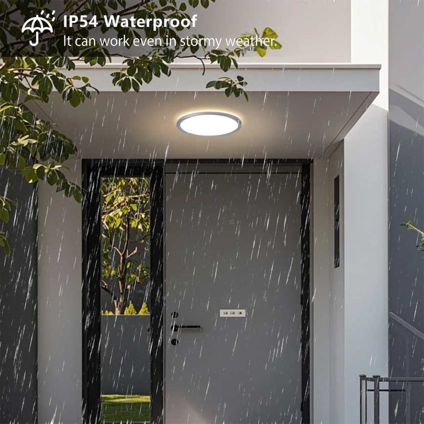 Brilagi - LED badkamer plafondlamp ULTRA SLIM LED/18W/230V Ø 30 cm zilver IP54