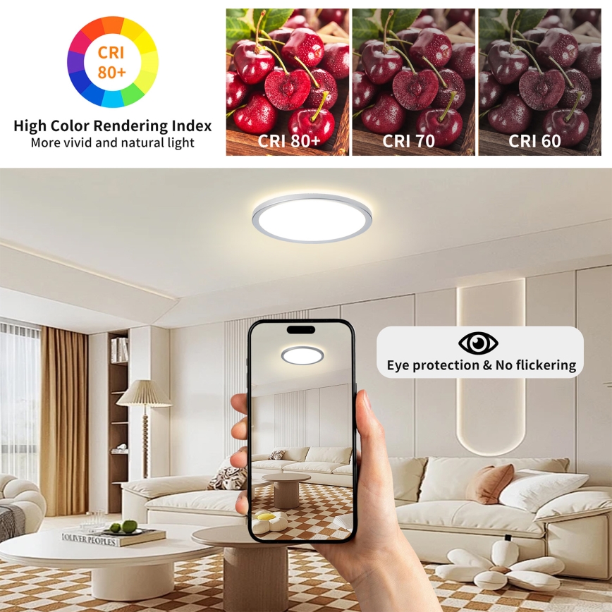 Brilagi - LED badkamer plafondlamp ULTRA SLIM LED/18W/230V Ø 30 cm zilver IP54