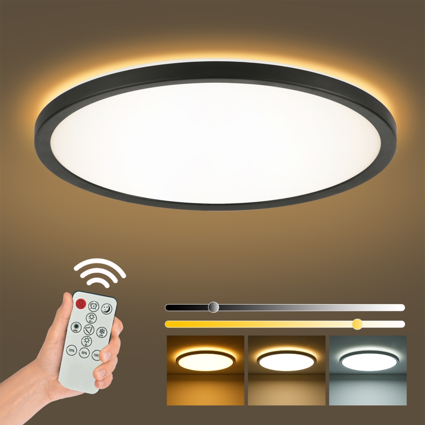 Brilagi - Dimbare LED-plafondlamp ULTRA SLIM LED/24W/230V 2700-6500K Ø 42 cm zwart + afstandsbediening