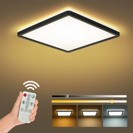 Brilagi - LED dimbare plafondlamp ULTRA SLIM LED/18W/230V 2700-6500K 30x30 cm zwart + afstandsbediening