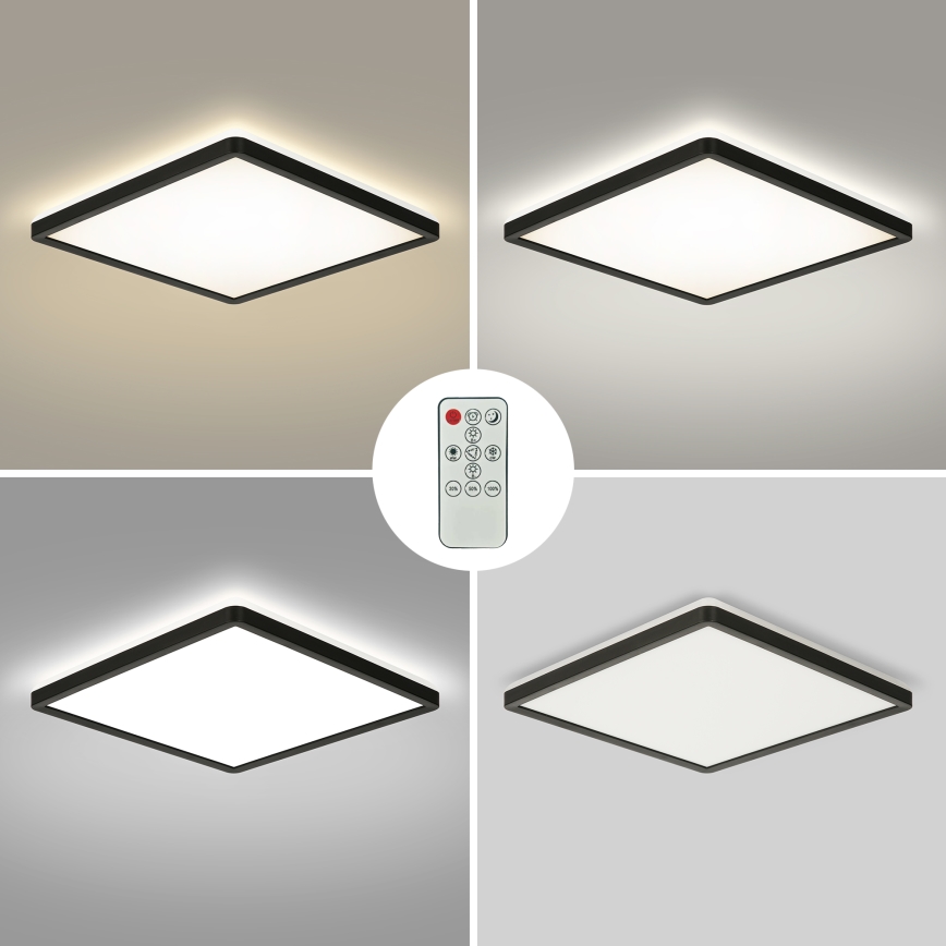 Brilagi - LED dimbare plafondlamp ULTRA SLIM LED/18W/230V 2700-6500K 30x30 cm zwart + afstandsbediening