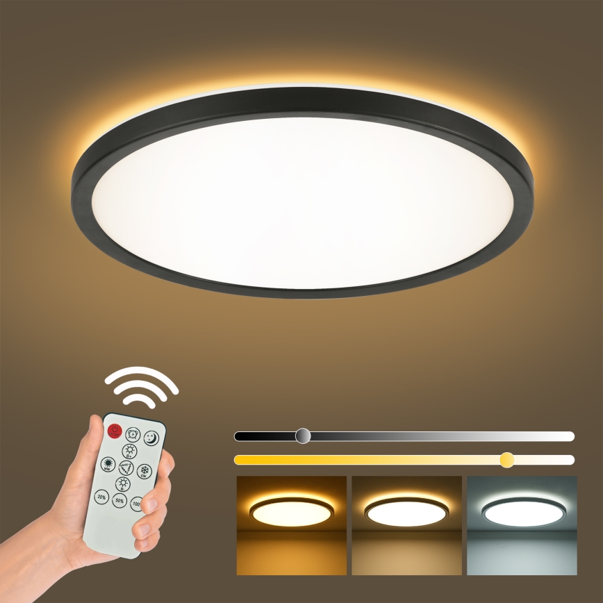 Brilagi - LED dimbare plafondlamp ULTRA SLIM LED/18W/230V 2700-6500K Ø 30 cm zwart + afstandsbediening