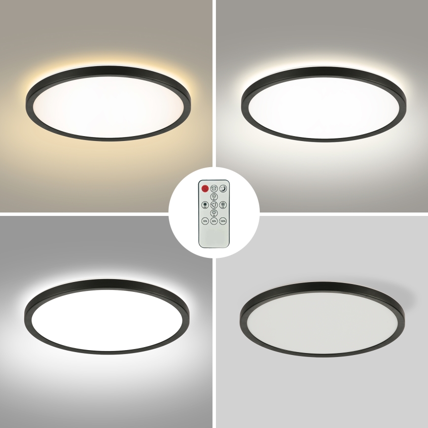 Brilagi - LED dimbare plafondlamp ULTRA SLIM LED/18W/230V 2700-6500K Ø 30 cm zwart + afstandsbediening