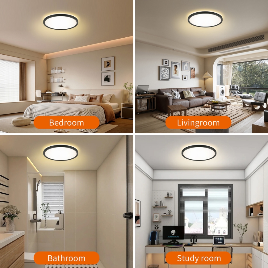 Brilagi - LED dimbare plafondlamp ULTRA SLIM LED/18W/230V 2700-6500K Ø 30 cm zwart + afstandsbediening