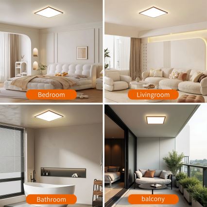Brilagi - ULTRA SLIM LED plafondlamp voor badkamer 24W/230V 42x42 cm roségoud IP54