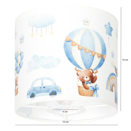 BRILAGI - Universele BOBO-lampenkap voor E27, Ø 15 cm, wit/blauw met beertjes