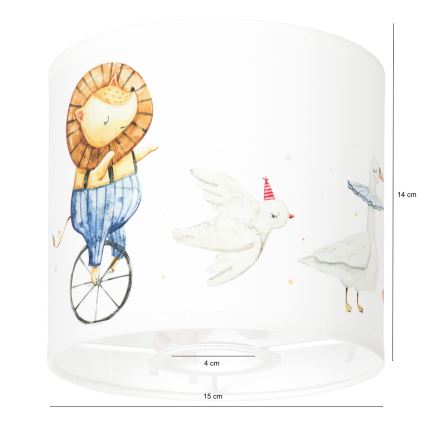 BRILAGI - Universele lampenkap BOBO E27 Ø 15 cm, wit met dierenmotief