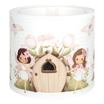 Brilagi - Universele lampenkap BOBO E27 Ø 15 cm wit/roze/feeën