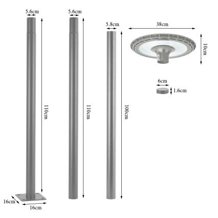 BRILAGI - URBANSPARK LED straatlamp voor buiten 120W/230V grijs IP65