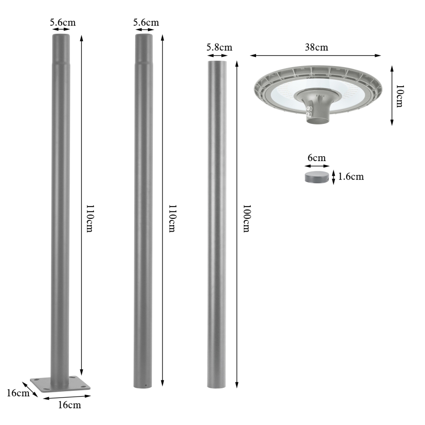 BRILAGI - URBANSPARK LED straatlamp voor buiten 120W/230V grijs IP65